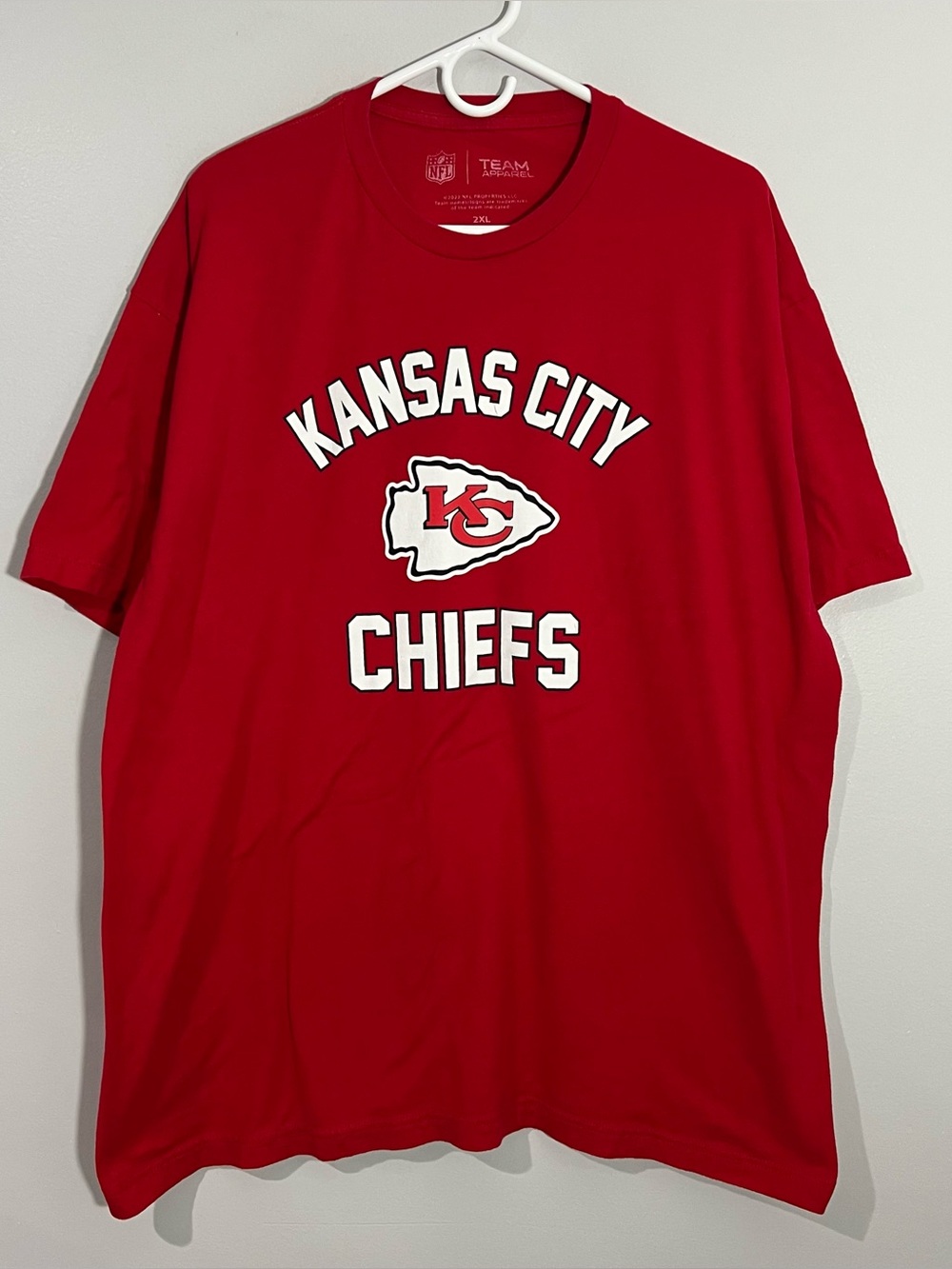 NFL Kansas City Chiefs Football Red White Short Sleeve T-Shirt Mens Size 2XL